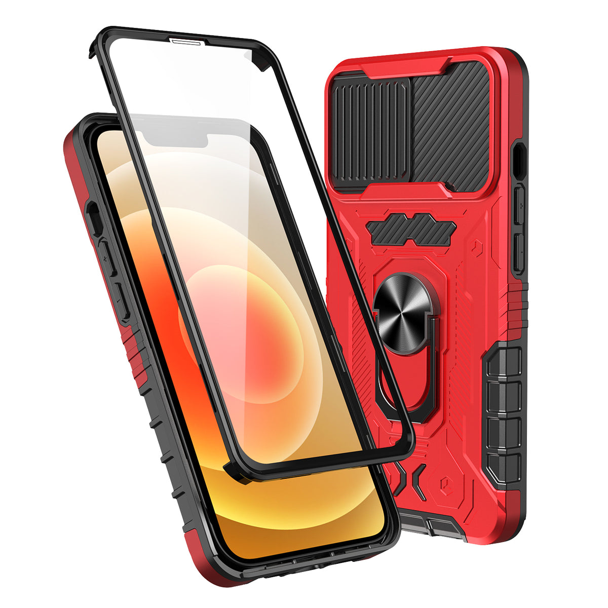 TJS "TOUCH" Built-in Tempered Glass Screen Protector Phone Case for iPhone 13, iPhone 13 Pro, iPhone 13 Pro Max