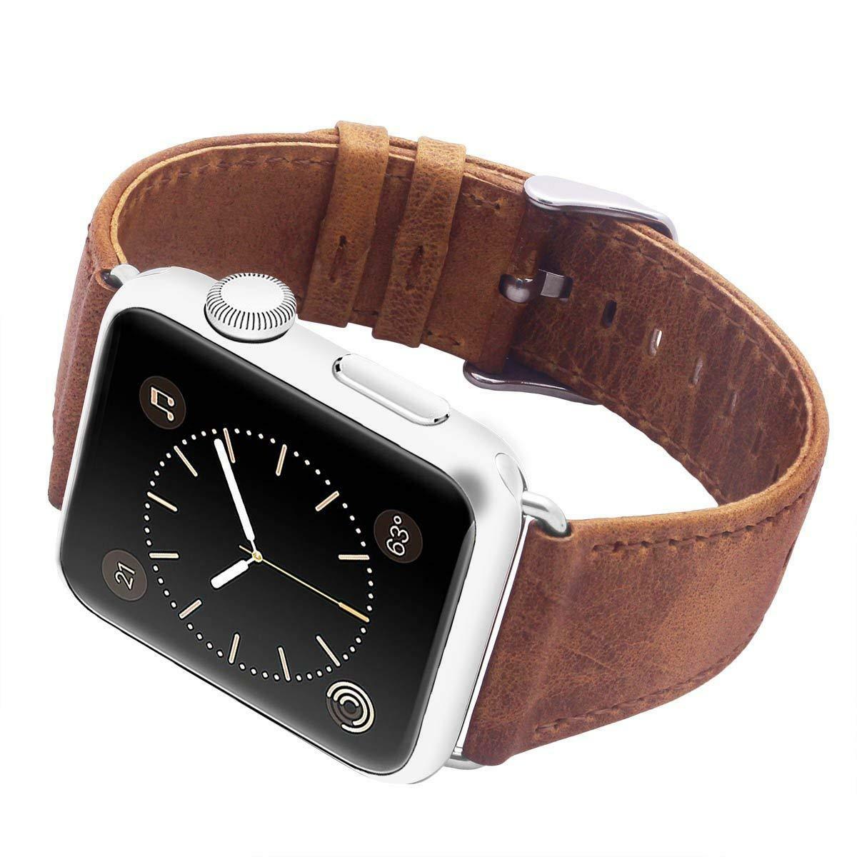 Leather Watch Band Strap Metal Buckle for Apple Watch Series 5/4/3/2/1 - InfinityAccessories017