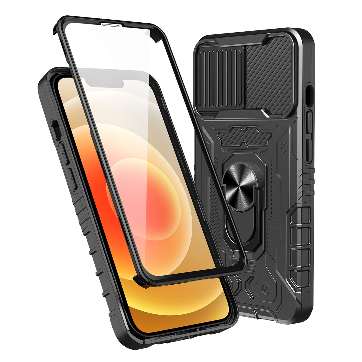 TJS "TOUCH" Built-in Tempered Glass Screen Protector Phone Case for iPhone 13, iPhone 13 Pro, iPhone 13 Pro Max
