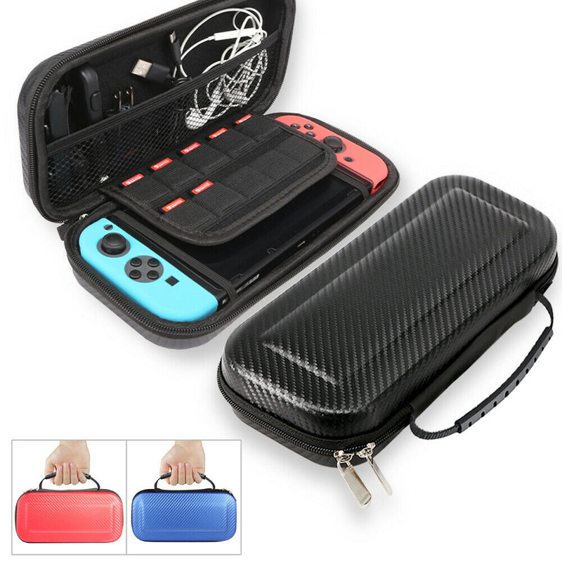 Nintendo Switch Lite Carrying Case Carbon Fiber Portable Pouch Travel Bag - InfinityAccessories017