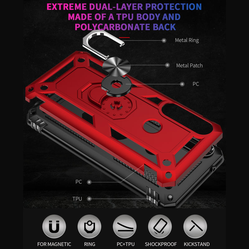 TJS "DuoGuard" Ring Kickstand Phone Case for Motorola Moto G Power 2020