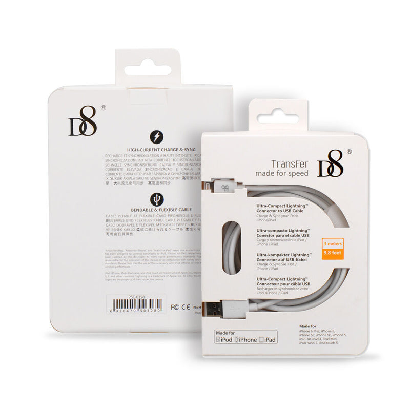 Cavo USB MFI Per IPhone – FIFO Nylon Bianco 1,2m – Ricarica E Sincronizzazione Veloce