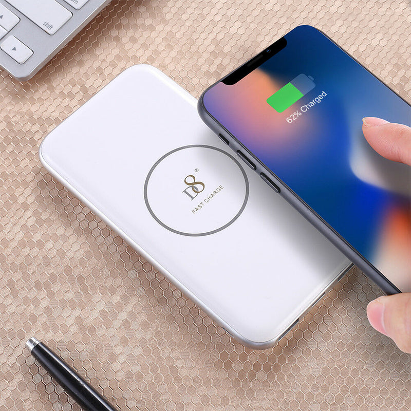 Dual USB Qi Wireless 8000mAh Power Bank Fast Charging Portable Battery Charger - InfinityAccessories017