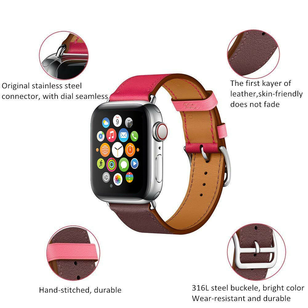 Leather TWO-TONE Watch Band Strap for Apple Watch Series 5/4/3/2/1 - InfinityAccessories017