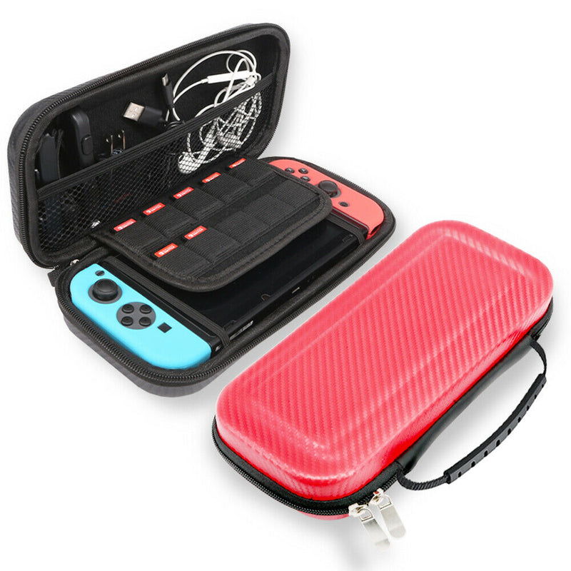 Nintendo Switch Lite Carrying Case Carbon Fiber Portable Pouch Travel Bag - InfinityAccessories017