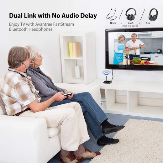 Wireless Headphones Earbuds for TV Watching w/Bypass Bluetooth Transmitter for Optical Digital, RCA, 3.5mm Ported TVs - InfinityAccessories017