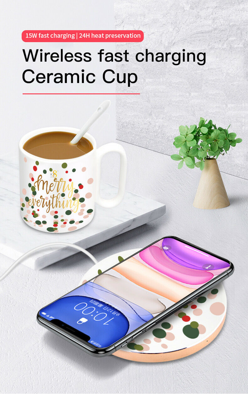 Coffee Mug Tea Cup Warmer & Wireless Charger w/Auto-Shut Off for Office Desk Use - InfinityAccessories017