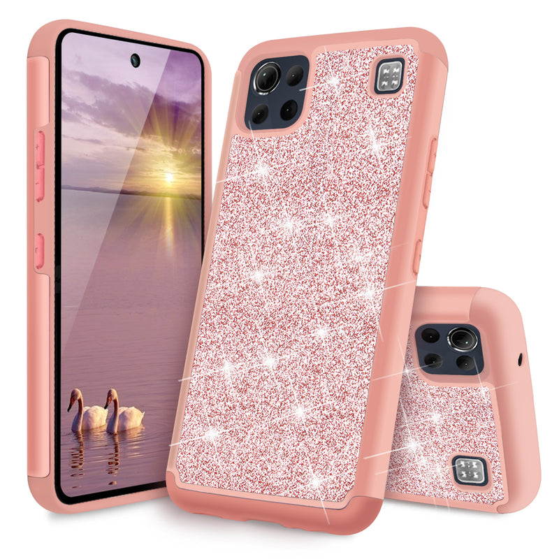 TJS "Sapphire" Hybrid Glitter Phone Case for LG K92 5G