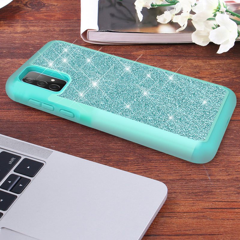 TJS "Sapphire" Hybrid Glitter Phone Case for Samsung Galaxy A52 5G