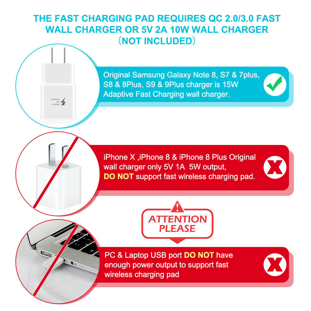 Qi Fast Wireless Charger Charging Pad for iPhone 11/Pro/Max/XS/8/Note 10/S10/+ - InfinityAccessories017