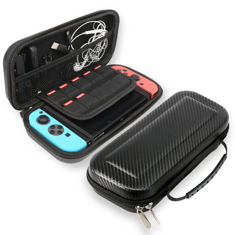Nintendo Switch Lite Carrying Case Carbon Fiber Portable Pouch Travel Bag - InfinityAccessories017
