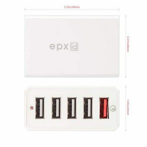 USB Quick Charging Station 40W 5-Port Qc 2.0 Fast Charger Desktop - InfinityAccessories017