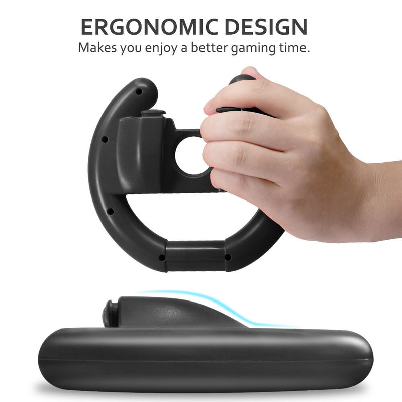 Racing Steering Wheel for Nintendo Switch Joy-Con Controller Handle Grip (2 PACK) - InfinityAccessories017
