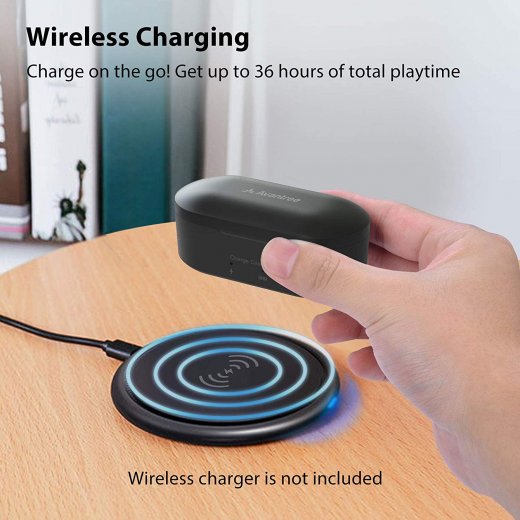 True Wireless Earbuds with Mic, Auto Pairing, Comfortable & Secure Fit Headphones, Bluetooth 5.0 Noise Isolation Earphones with Wireless Charging Case - InfinityAccessories017