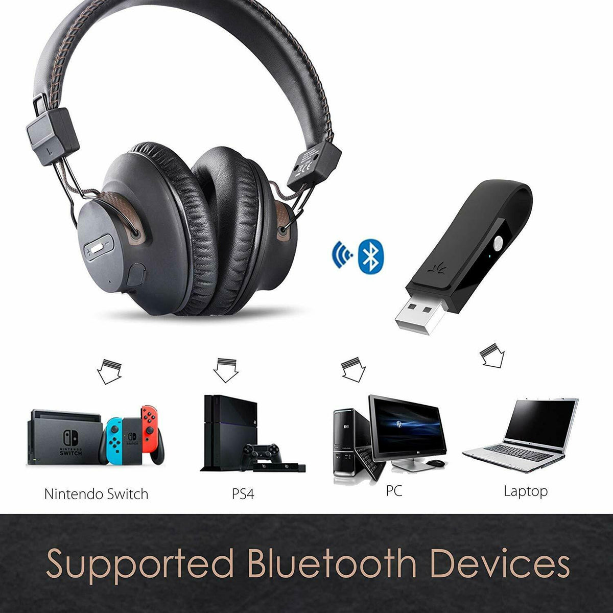 Wireless Bluetooth PS4 Gaming Headphones USB Audio Transmitter Set - InfinityAccessories017