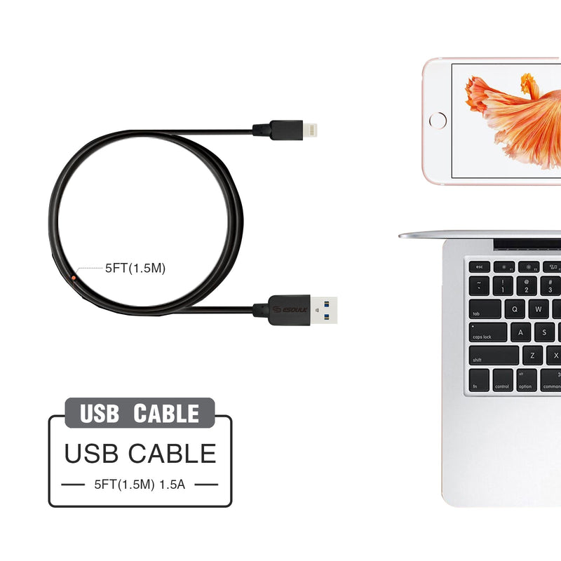 ESOULK 5ft/1.5m 1.5A USB To Lightning Charge/Sync Cable