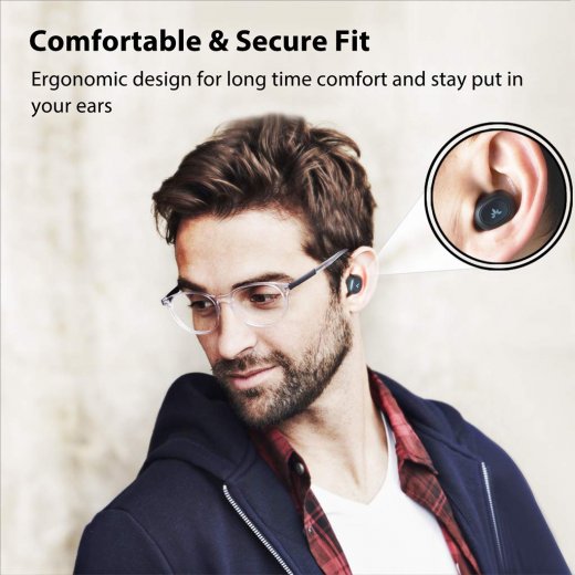 True Wireless Earbuds with Mic, Auto Pairing, Comfortable & Secure Fit Headphones, Bluetooth 5.0 Noise Isolation Earphones with Wireless Charging Case - InfinityAccessories017