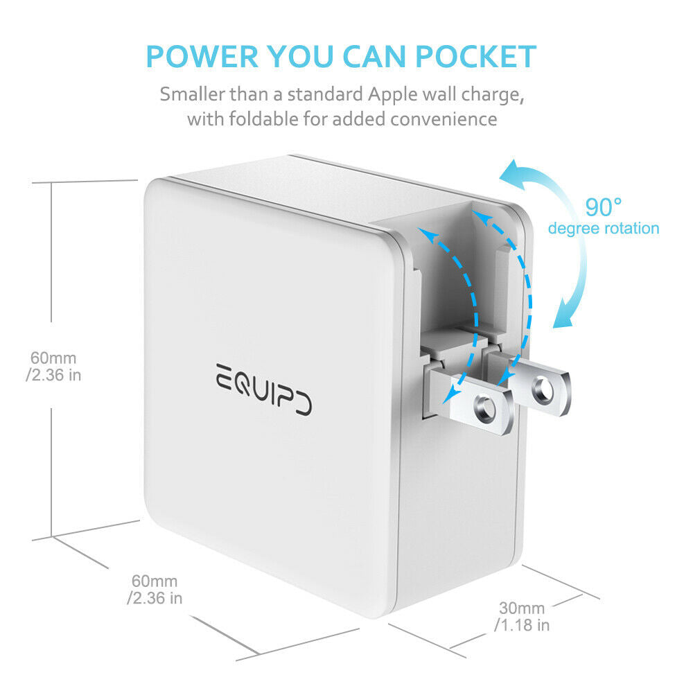 USB C Wall Charger 45W 2 Port Compact Type C Charger Power Delivery and USB fast charging ports with Foldable Plug - InfinityAccessories017