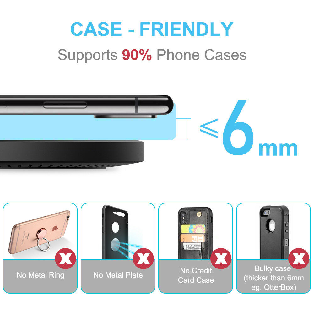 Qi Fast Wireless Charger Charging Pad for iPhone 11/Pro/Max/XS/8/Note 10/S10/+ - InfinityAccessories017