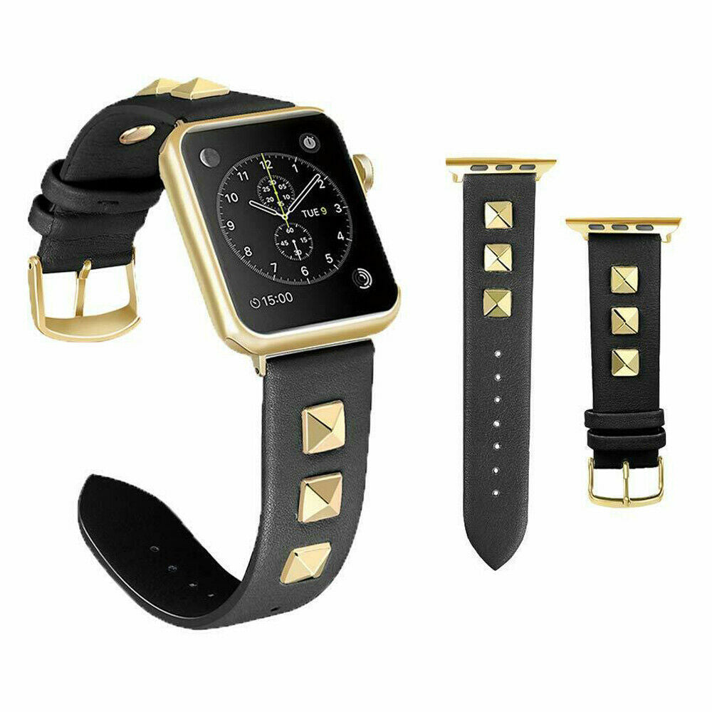Leather Watch Band Strap Spikes Rivets for Apple iWatch Series 5/4/3/2/1 - InfinityAccessories017