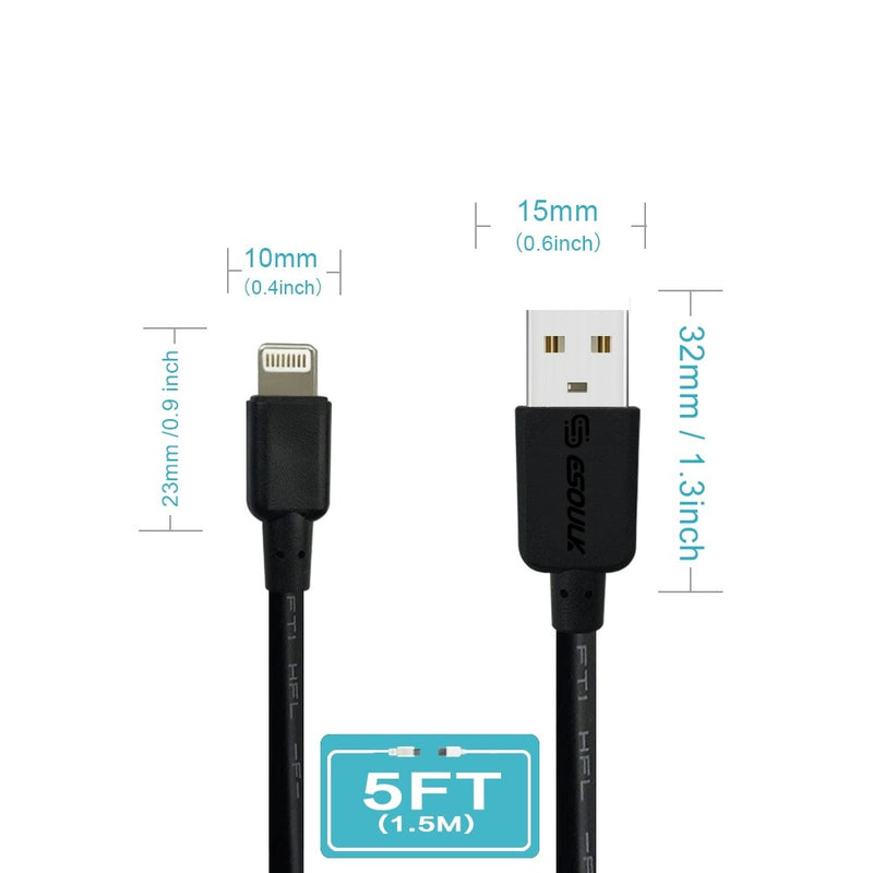 ESOULK 5ft/1.5m 1.5A USB To Lightning Charge/Sync Cable