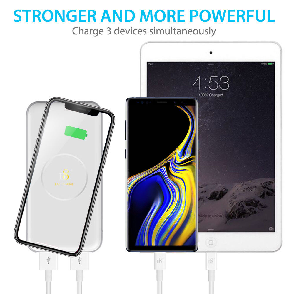 Dual USB Qi Wireless 8000mAh Power Bank Fast Charging Portable Battery Charger - InfinityAccessories017