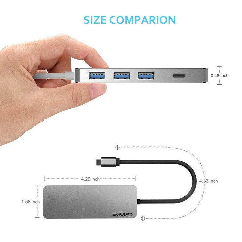 EQUIPD USB C Hub, 6-in-1 USB C Adapter with 4K HDMI, PD Charging - InfinityAccessories017