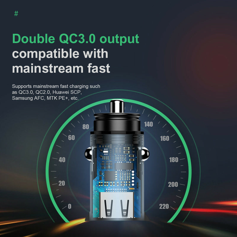 Dual USB Ports Car Charger 30W Fast Charging QC 3.0 AFC - InfinityAccessories017