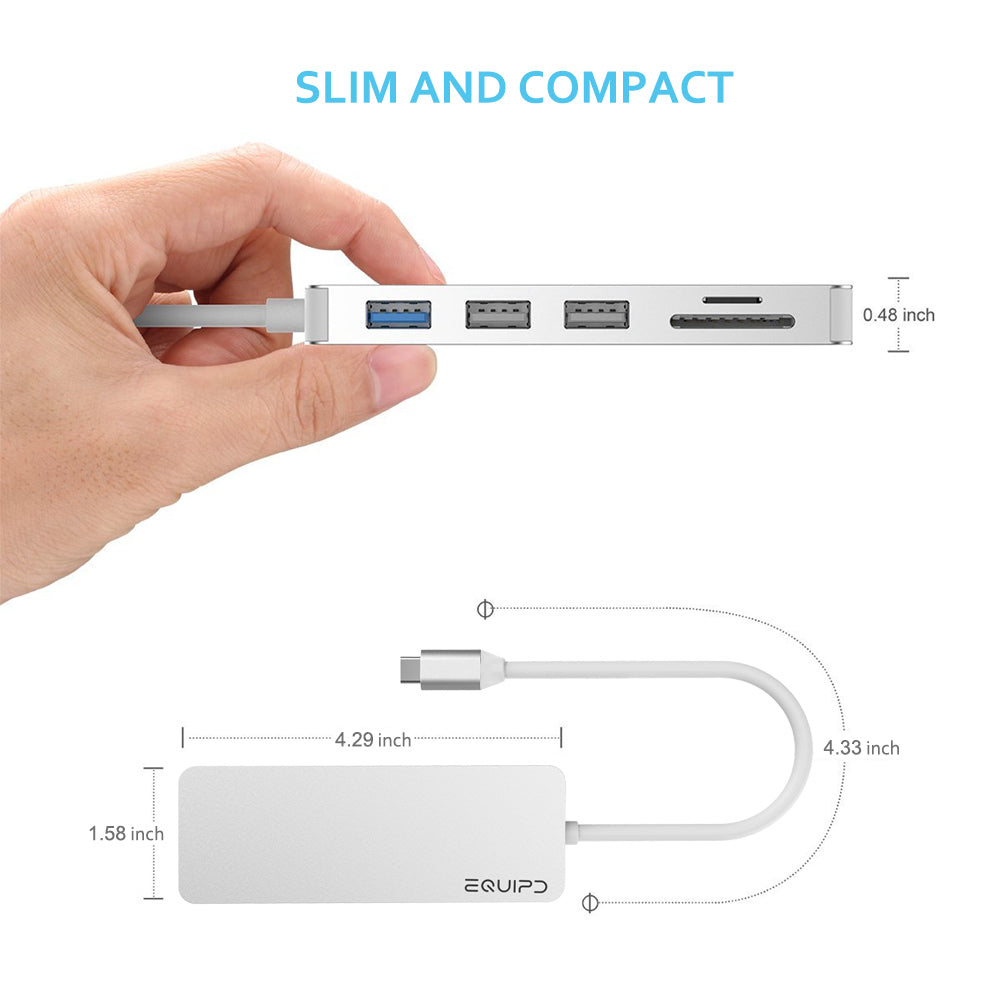 EQUIPD USB C Hub, 7-in-1 USB C adapter,4K HDMI,Power Delivery, microSD/SD Card Reader - InfinityAccessories017