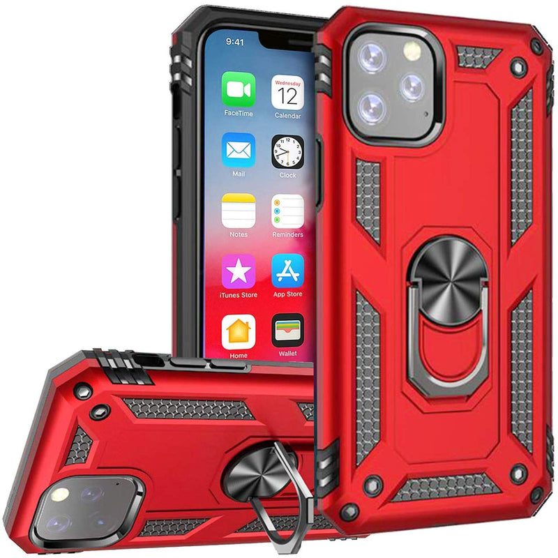 TJS “DuoGuard” Ring Kickstand Phone Case for iPhone 11, iPhone 11 Pro, iPhone 11 Pro Max - InfinityAccessories017