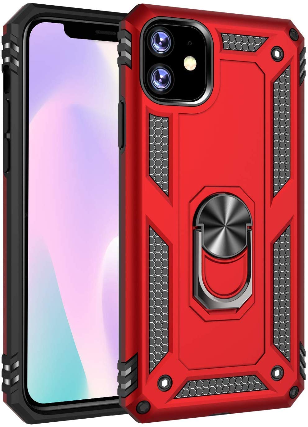 TJS “DuoGuard” Ring Kickstand Phone Case for iPhone 11, iPhone 11 Pro, iPhone 11 Pro Max - InfinityAccessories017