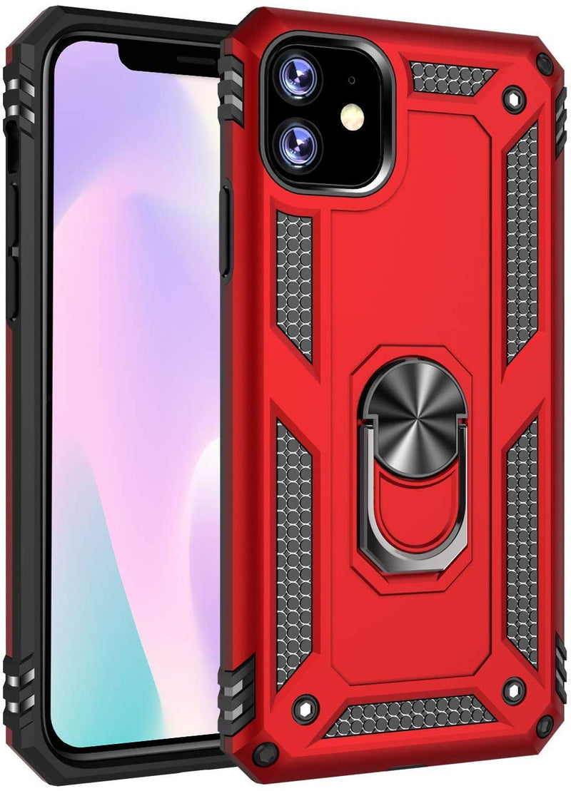 TJS “DuoGuard” Ring Kickstand Phone Case for iPhone 11, iPhone 11 Pro, iPhone 11 Pro Max - InfinityAccessories017
