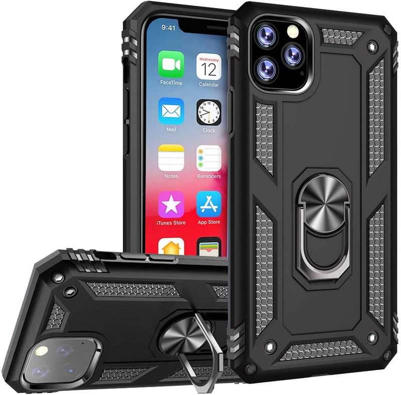 TJS “DuoGuard” Ring Kickstand Phone Case for iPhone 11, iPhone 11 Pro, iPhone 11 Pro Max - InfinityAccessories017