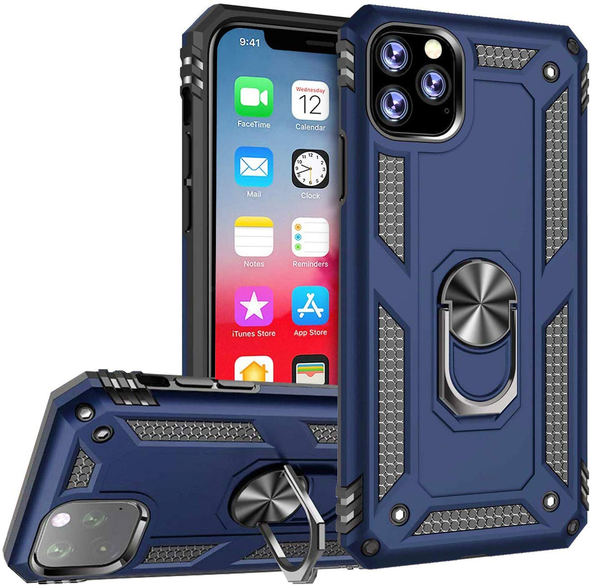 TJS “DuoGuard” Ring Kickstand Phone Case for iPhone 11, iPhone 11 Pro, iPhone 11 Pro Max - InfinityAccessories017
