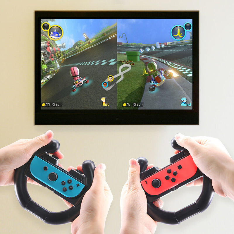 Racing Steering Wheel for Nintendo Switch Joy-Con Controller Handle Grip (2 PACK) - InfinityAccessories017