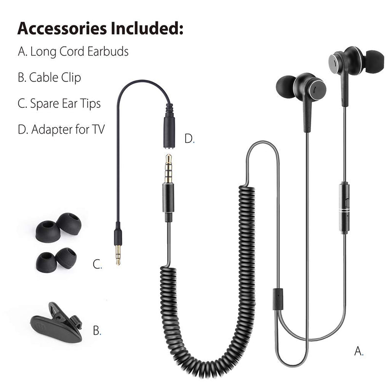 12ft Long Cord Extension Cable Earphones Ear Buds for TV PC 3.5mm Audio - InfinityAccessories017
