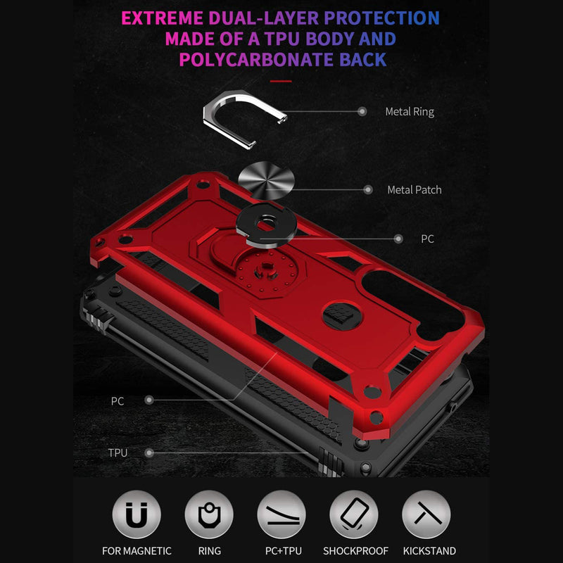 TJS "DuoGuard" Ring Kickstand Phone Case for Motorola Moto G Stylus 2020