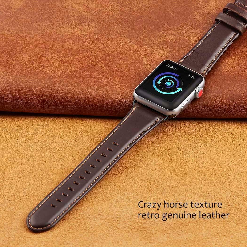 Leather Watch Band Strap Metal Buckle for Apple Watch Series 5/4/3/2/1 - InfinityAccessories017