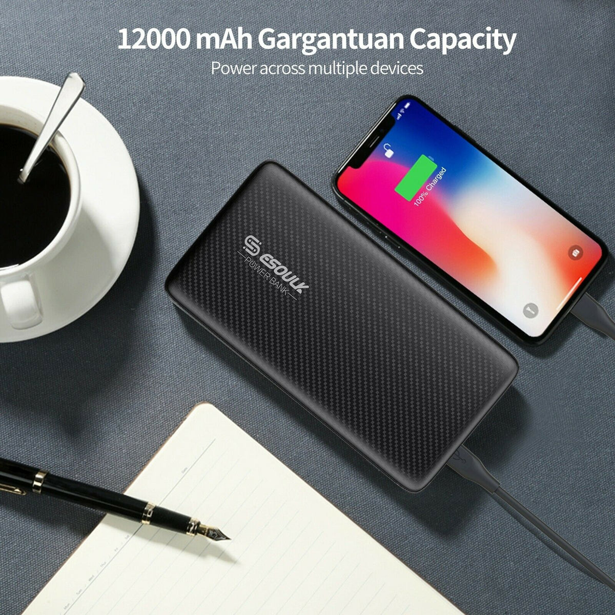 12000mAh Power Bank USB C 36W PD Fast Charge  External Battery for Iphone 11 Pro - InfinityAccessories017