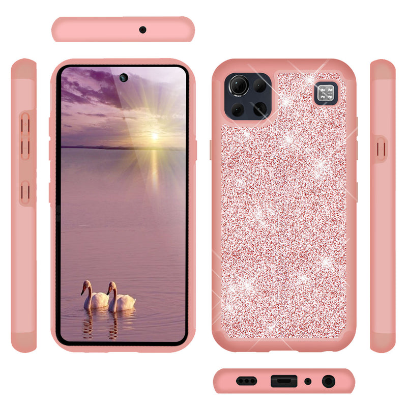 TJS "Sapphire" Hybrid Glitter Phone Case for LG K92 5G
