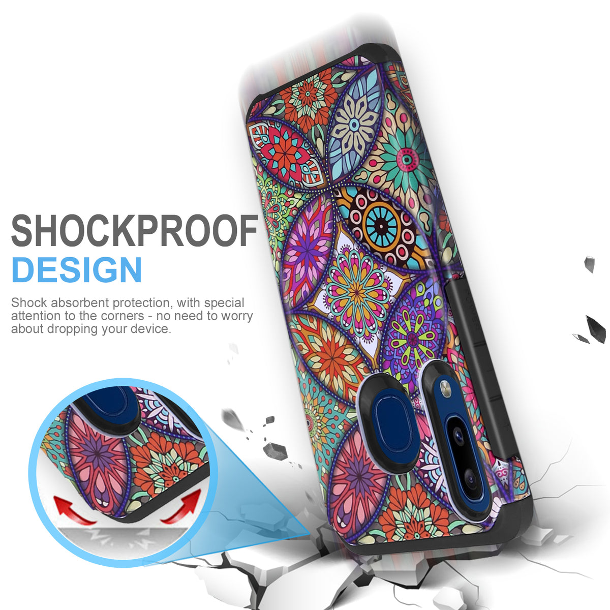 TJS "ArmorLux" Hybrid Design Phone Case for Galaxy A20, Galaxy A30, Galaxy A50 - InfinityAccessories017