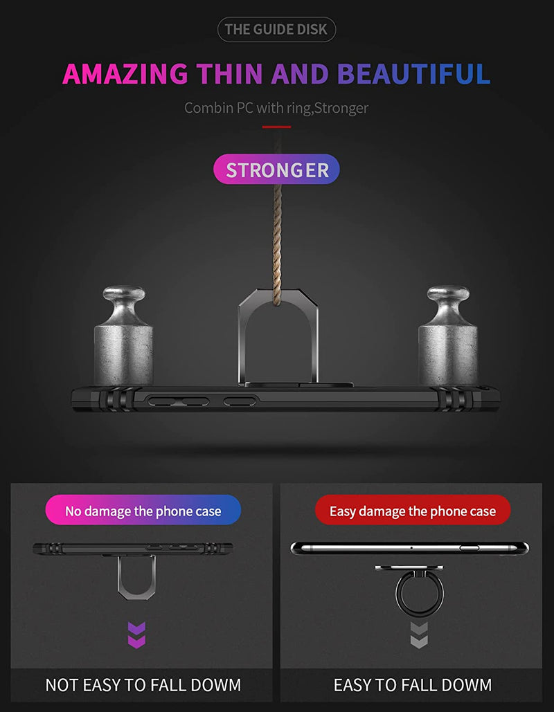 TJS "DuoGuard" Ring Kickstand Phone Case for Samsung Galaxy A10E