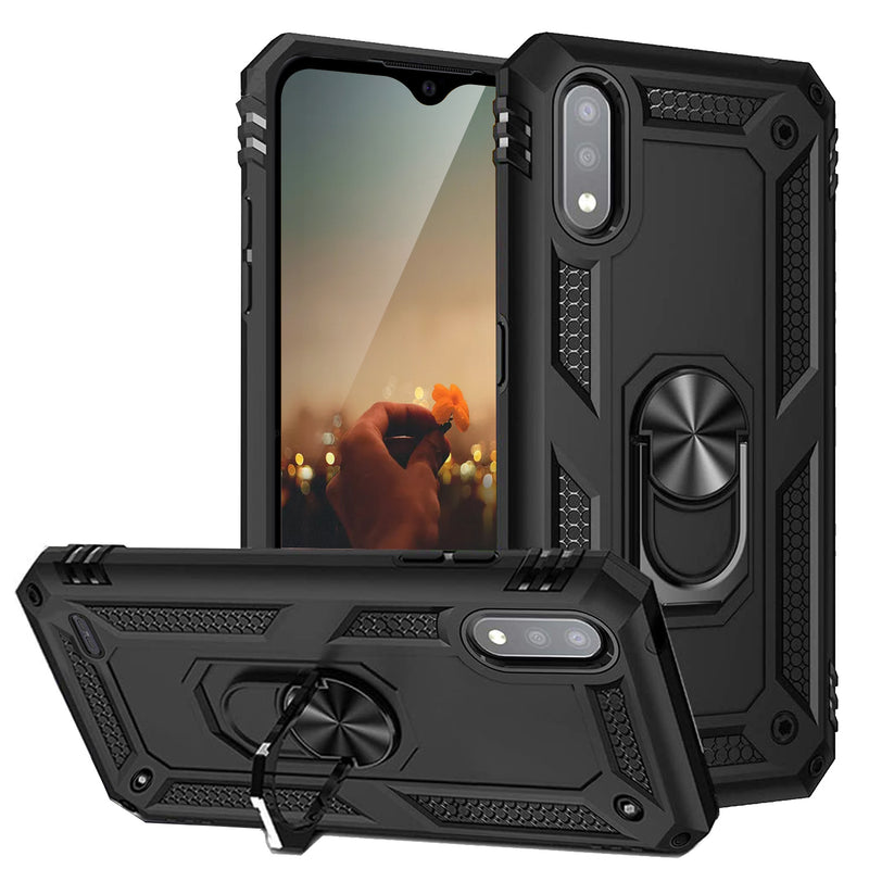 TJS "DuoGuard" Ring Kickstand Phone Case for LG K22, LG K22+, LG K32