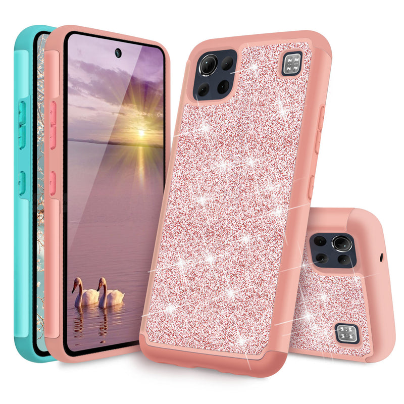 TJS "Sapphire" Hybrid Glitter Phone Case for LG K92 5G