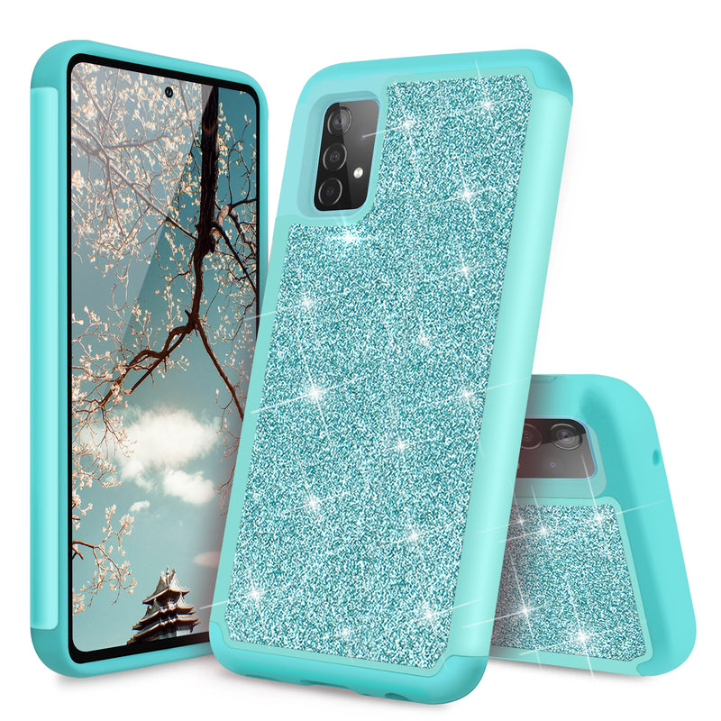 TJS "Sapphire" Hybrid Glitter Phone Case for Samsung Galaxy A52 5G