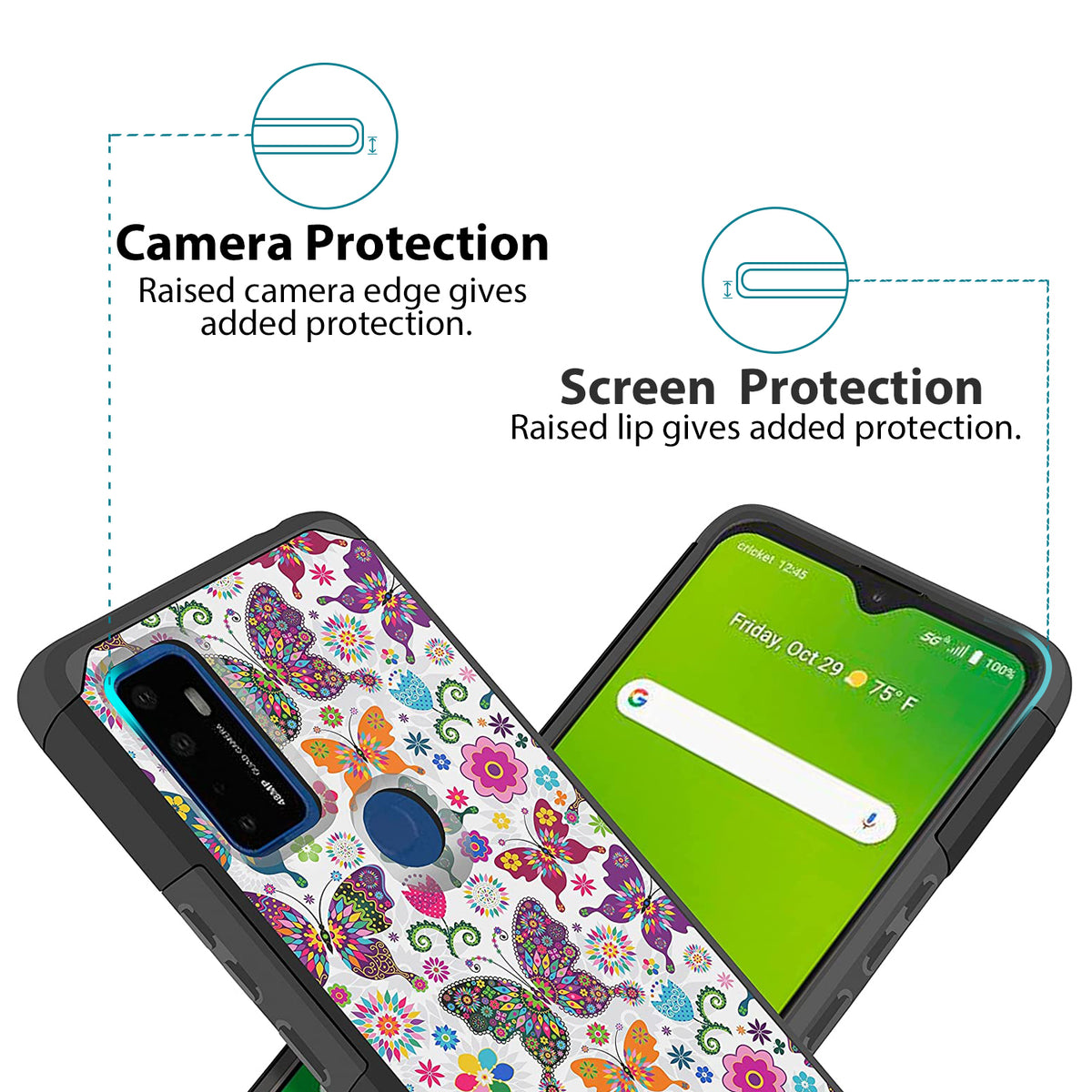 TJS "ArmorLux" Hybrid Phone Case for AT&T Radiant Max 5G / AT&T Fusion 5G / Cricket Dream 5G / Cricket Innovate 5G