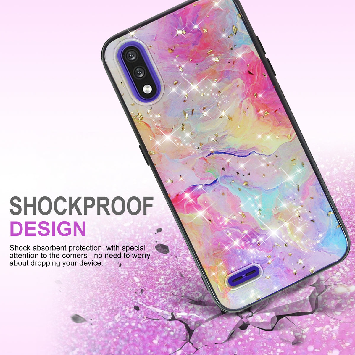 TJS "Minerva" Glitter TPU Phone Case for LG K22, LG K22+, LG K32 - Rainbow