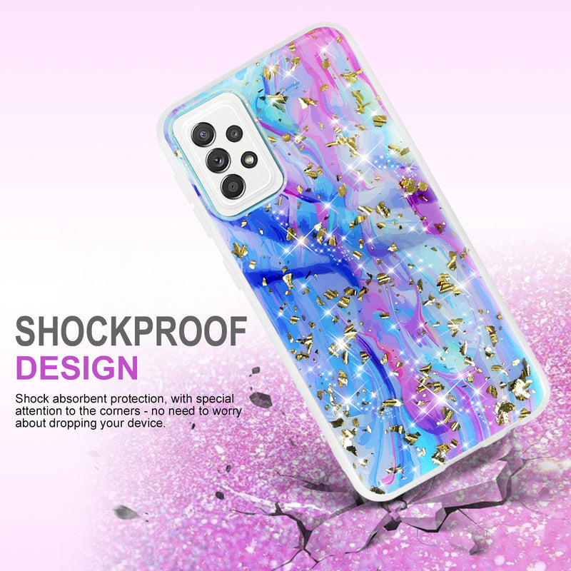 TJS "Minerva" Glitter TPU Phone Case for Samsung Galaxy A52 5G - Colorful Galaxy