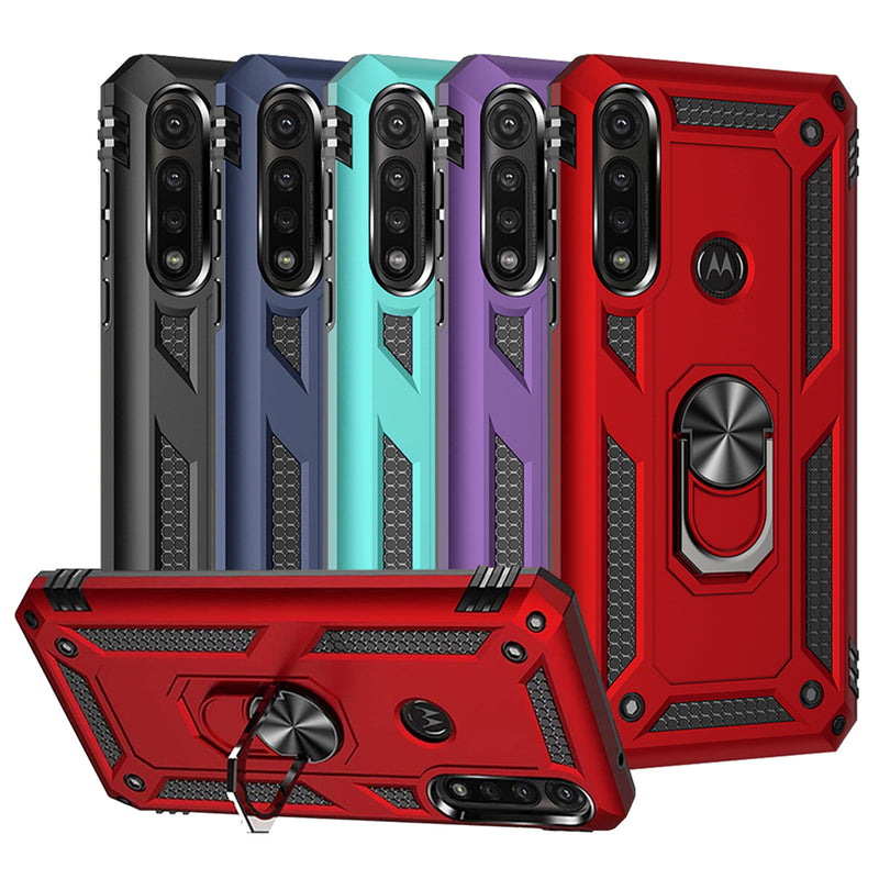 TJS "DuoGuard" Ring Kickstand Phone Case for Motorola Moto G Power 2020