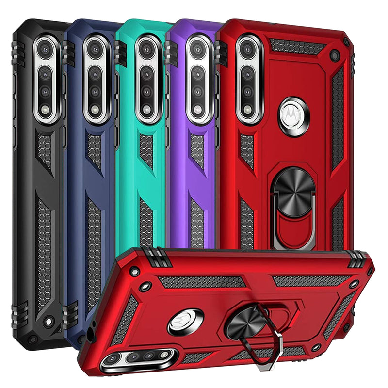 TJS "DuoGuard" Ring Kickstand Phone Case for Motorola Moto G Fast